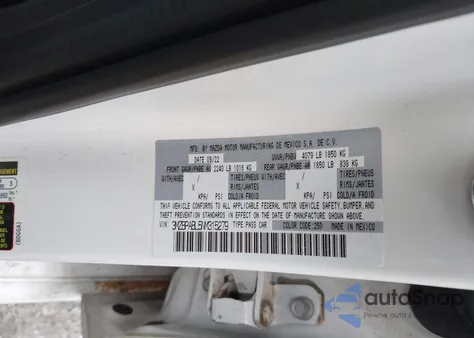 2022 Mazda Mazda3 Select from USA, damaged, VIN 3MZBPABL5NM315279